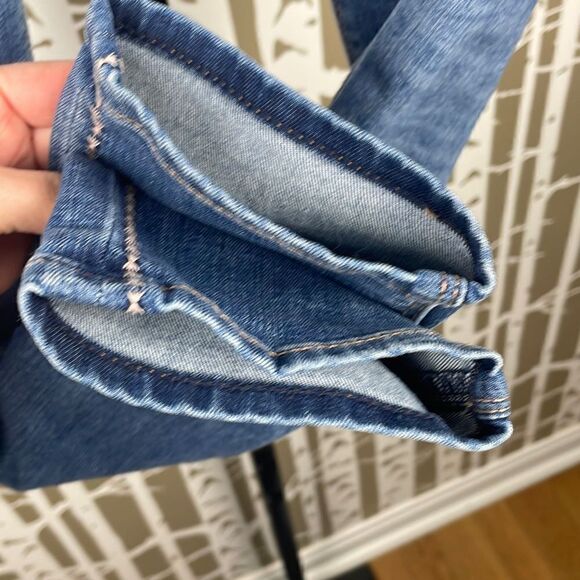 Express High Rise Embroidered Tuxedo Stripe Cropped High Rise Denim Legging / Je - Picture 5 of 11